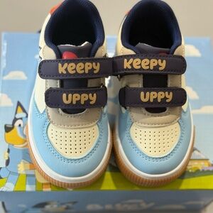 Kids Blue and White Velcro Sneakers